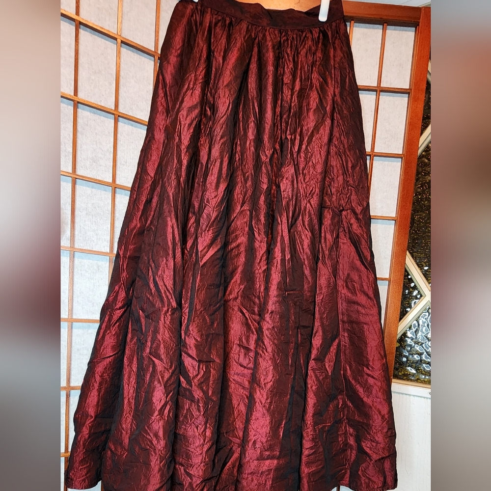 Source Unknown Red Pleated A-line Maxi Skirt